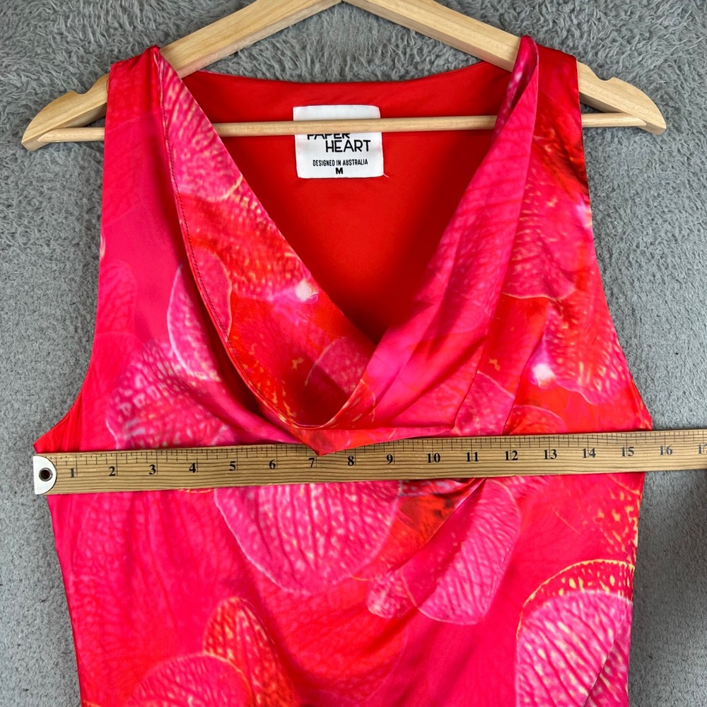 Paper Heart Pink Orchid Floral Cowl Neck Maxi Dress Sleeveless Summer M - Picture 5 of 11